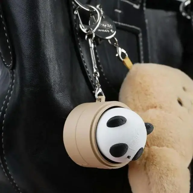 Main image of Funny Pandas Keychain With Slow Rebounds Resins Chain Toy Decoration For Office And School