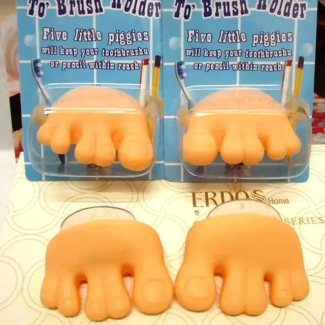 Alt view image 3 of 6 - Tooth Brush Holder Foot Toe Feet Toothbrush Holder Home Bathroom Accessory
