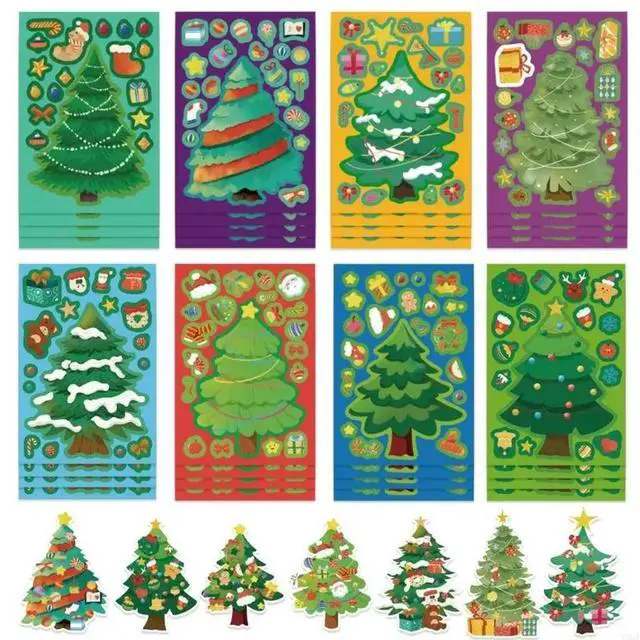 Alt view image 2 of 6 - 2025 Holiday Puzzle Stickers For Tablets 24PCs Christmas Tree PVC Decals Removable