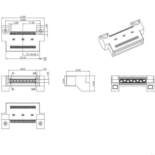 Alt view image 3 of 6 - 2025 Gen Z 1C 56Pin Board To Board Connector With 0.6Mm Supports PCIe 5.0