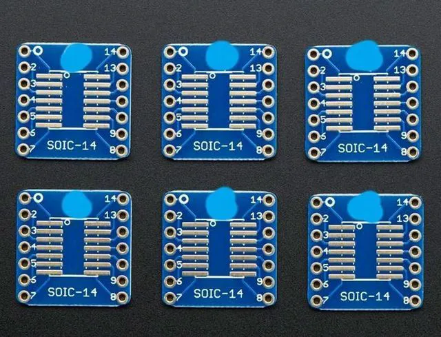 Alt view image 2 of 6 - 1210 SMT Breakout PCB for SOIC-14 or TSSOP-14 - 6 Pack!