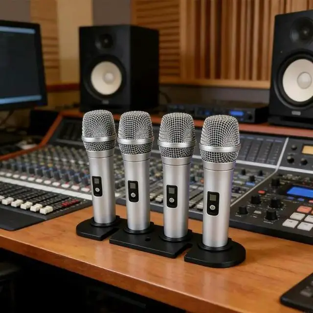 Alt view image 5 of 6 - Heavy Duty Carbon Steel Mics Holder With 4 Slots For Multiple Microphones Organization