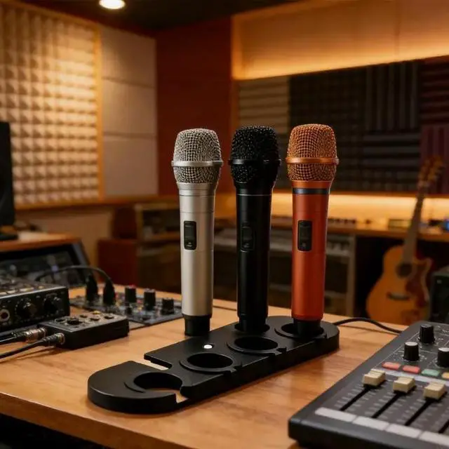Alt view image 6 of 6 - Heavy Duty Carbon Steel Mics Holder With 4 Slots For Multiple Microphones Organization
