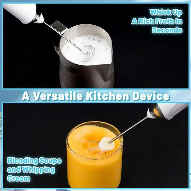 Alt view image 5 of 6 - Electric Whisk Milk Frother Handheld Drink Mixer, 3 Speeds Adjustable Maker for Coffee, Lattes, Matcha, Hot Chocolate Black