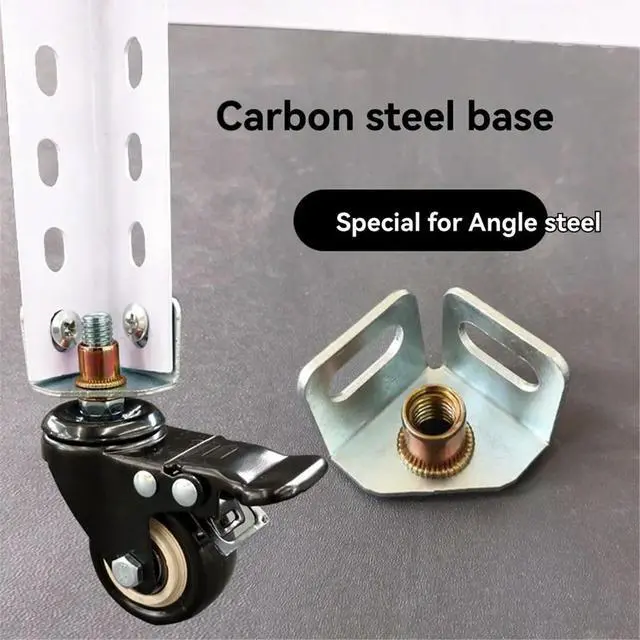 Alt view image 4 of 6 - Rack Casters Accessories Carbon Steel Base Fittings Base Wheels Casters Angle Iron Connecting Wheel Accessories M10