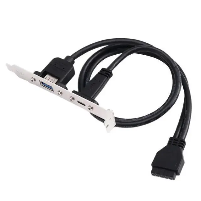 Alt view image 3 of 6 - 0.5m Rear USB 3.1 Port Expansion 20pin to TYPE-C Female and USB 3.0 Female Data Cable with Bezel on Computer Chassis