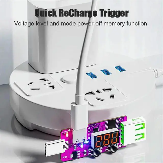 Alt view image 4 of 6 - PD3.1 28V Quick ReCharge Trigger Automatic Digital Display Voltage Meter Ammeter Voltage Current Detector Board