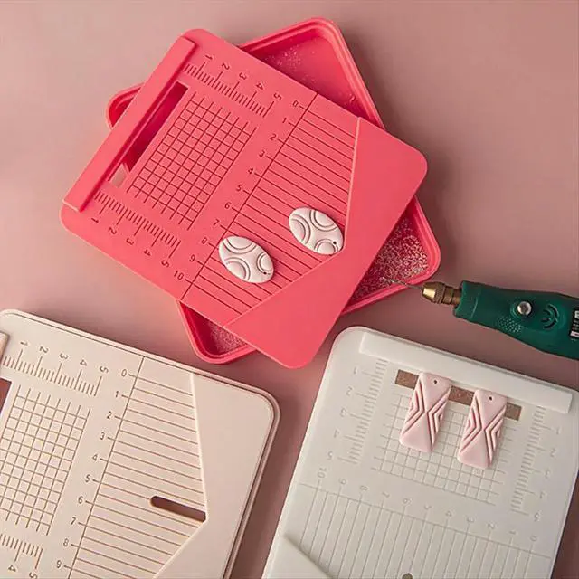 Alt view image 6 of 6 - Soft Ceramic Punching Auxiliary Tool Drilling Dust Box DIY Jewelry Punching Positioning Polymer Clay Tool Pink
