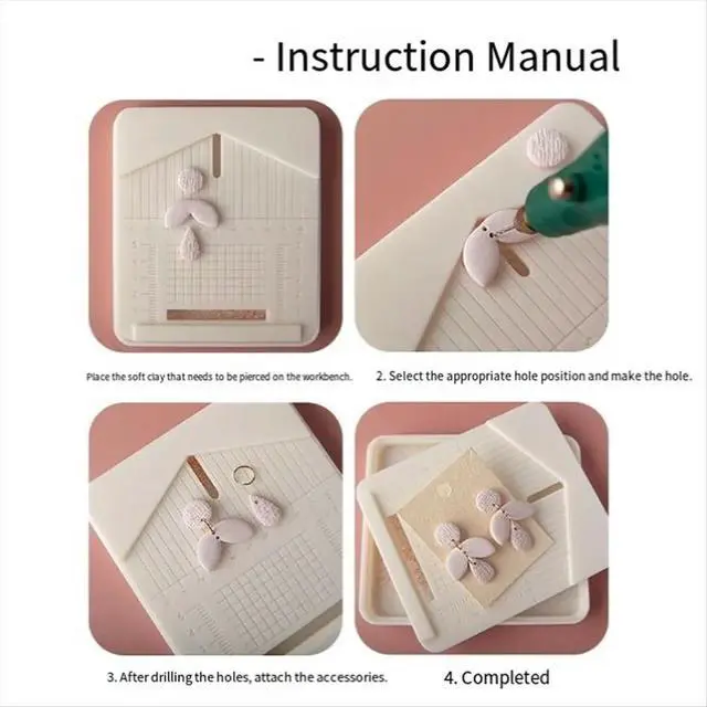 Alt view image 5 of 6 - Soft Ceramic Punching Auxiliary Tool Drilling Dust Box DIY Jewelry Punching Positioning Polymer Clay Tool Pink