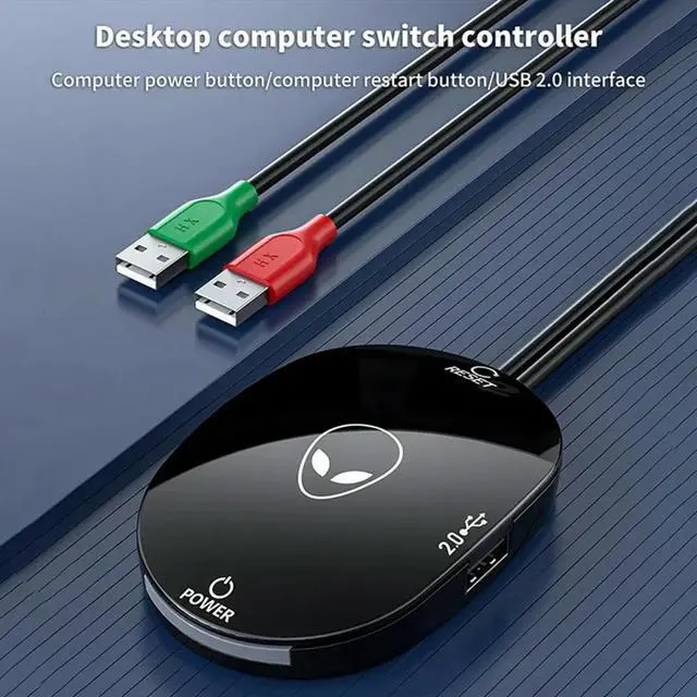 Alt view image 5 of 6 - Computer Desktop Switch LED Lights PC Motherboard External Power Button Extension Cable for Home Office 2.0 USB Adapter