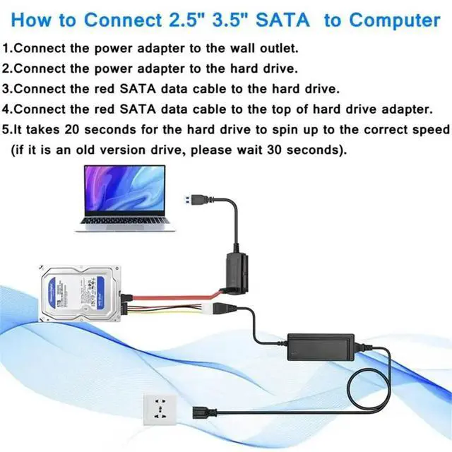 Alt view image 3 of 6 - USB 2.0 to IDE / SATA 2.5Inch 3.5Inch Hard Drive Disk HDD SSD 480Mb/S Data Interface Converter Adapter Cable EU PLUG
