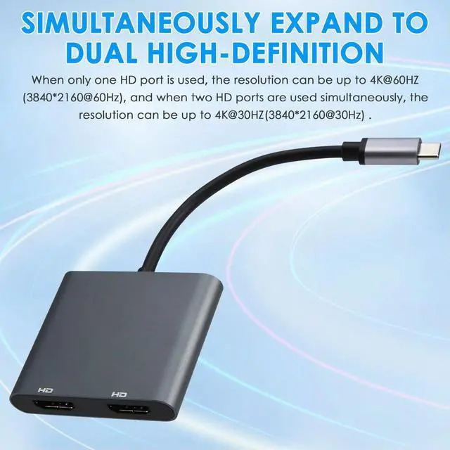 Main image of For Thunderbolt 3 Docking Station Type-C to Dual 4K UHD Display Converter Mirror&Extend Mode MST Hub for Surface Pro7