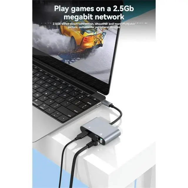 Alt view image 2 of 6 - 2.5Gbps Network Card Type C to Ethernet Adapter 2500Mbps Gigabit LAN Adapter Support PD100W Charging for Laptop Computer