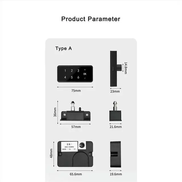 Alt view image 2 of 6 - Fingerprint Lock, Drawer Lock, Password Lock, Cabinet Lock, Cabinet Door Lock, Electronic Induction Lock