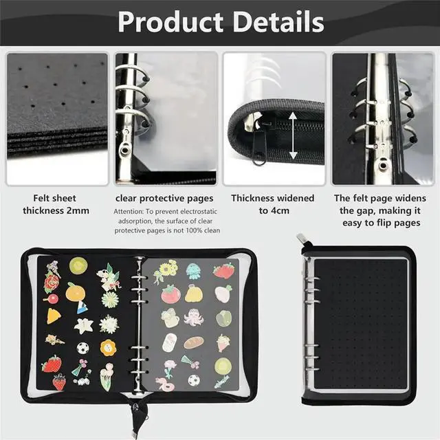 Main image of Enamel Pin Display Book with 8 Pages Transaction Collection Trading Pins Board Organizer Binder