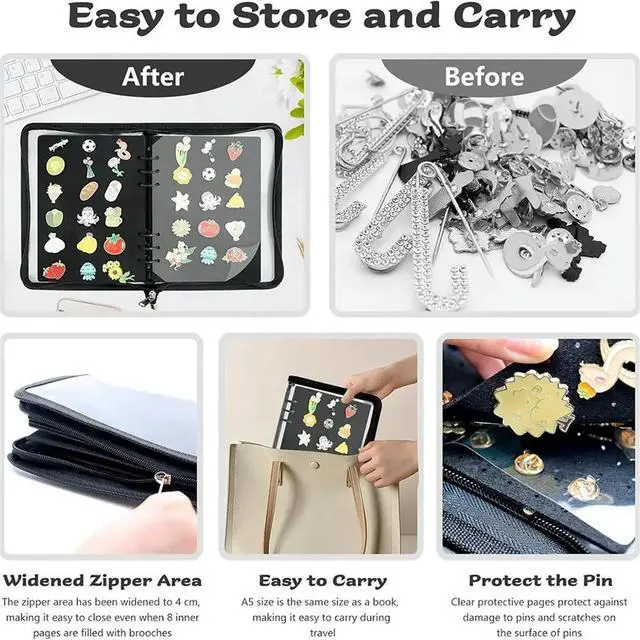 Alt view image 2 of 6 - Enamel Pin Display Book with 8 Pages Transaction Collection Trading Pins Board Organizer Binder