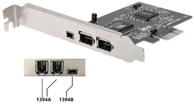 Alt view image 2 of 6 - PCI-E 3 Ports 1394a 1394b Firewire Expansion Card 2 X 6 Pin + 1 X 4 Pin for Desktop PC Data Transfer Rates 800 400 200 100Mbps