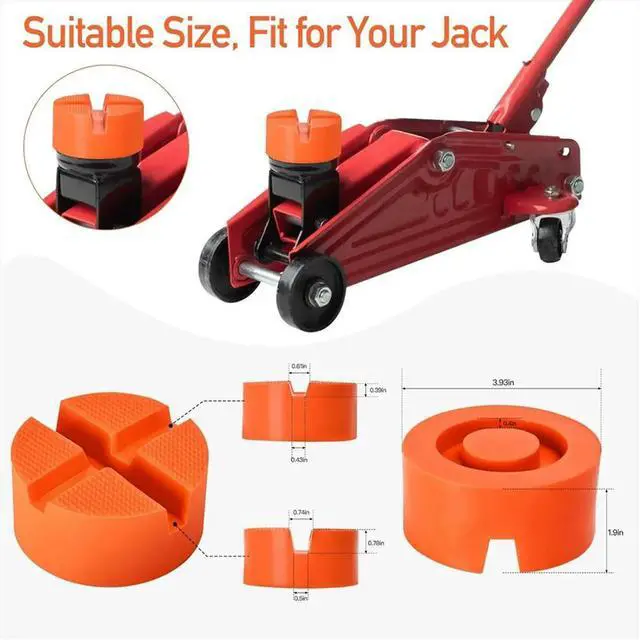 Main image of Universal Rubber Floor Jack Pad Adapter, 3.94 X 3.94 X 1.9 in, Frame Rail Protector for Various Cars