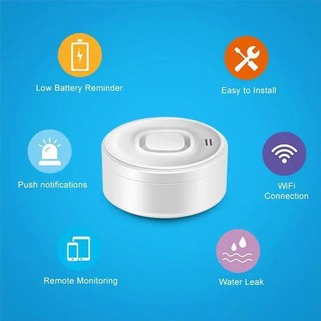Main image of Water Leak Detector 100dB High-Decibel Alarm Remote Real-Time Control Stereo Sensor for Kitchens