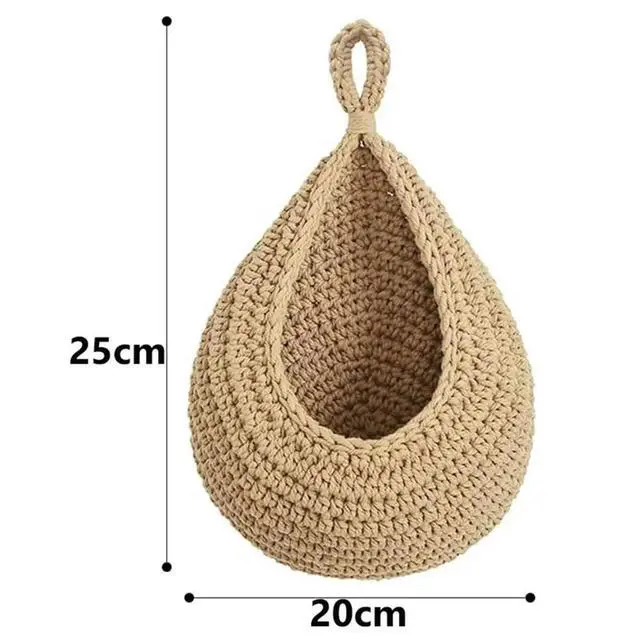 Alt view image 3 of 6 - Handwoven Hanging Wall Fruit Vegetable Basket Organizer Container Decor for Kitchen Garden Mount Wall Flower