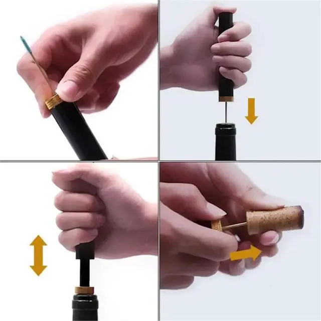 Alt view image 6 of 6 - Shape Wine Opener, Air Pressure Corkscrew with Wine Stopper Type Cork Ejector for Red White Wine Bottle