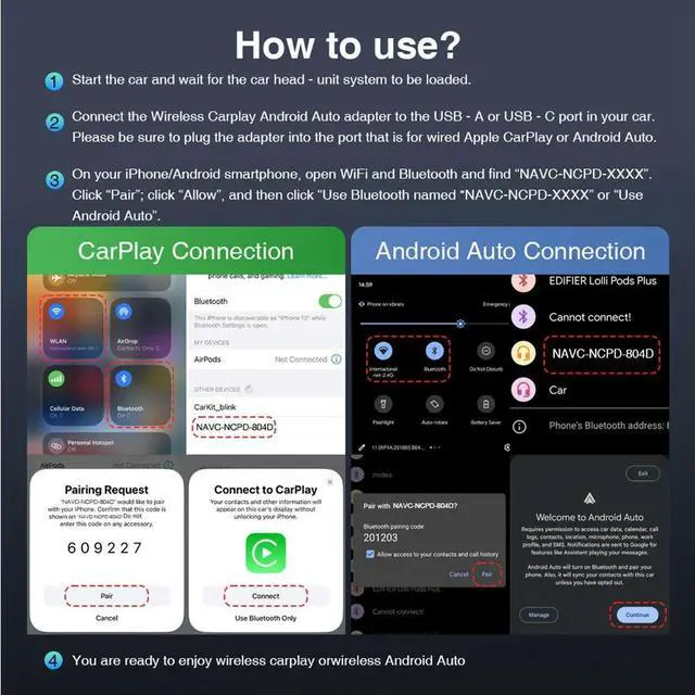 Alt view image 6 of 6 - Universal 2IN1 CarPlay Android Auto USB Adapter Dongle Mini Box Plug Play for VW Toyota Nissan Ford Benz