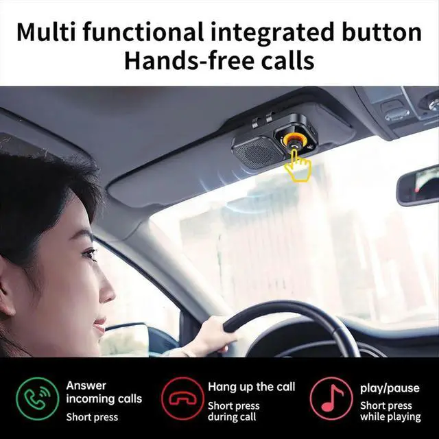 Alt view image 5 of 6 - Bluetooth Speaker Handsfree Car Sun Visor Clip Audio Receiver Speakerphone Loud Music Player Dual Microphone