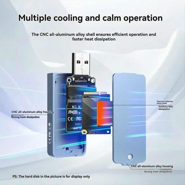 Alt view image 6 of 6 - M.2 NVME/SATA 2230 2242 SSD Enclosure USB-A Adapter 10Gbps USB3.2 Gen2 External M.2 Case for M2 2230 2242 SSD B