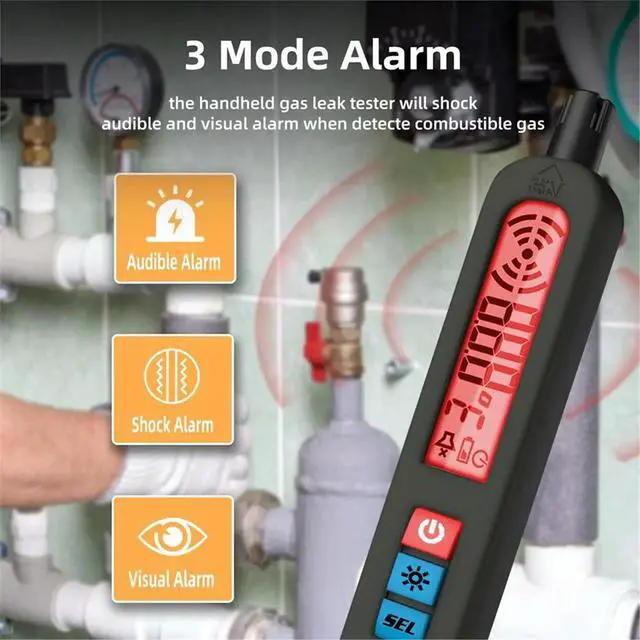 Alt view image 4 of 6 - Rechargeable Carbon Dioxide and Combustible Gas Detector Natural Gas and Coal Gas Leak Alarm Temperature Gauge