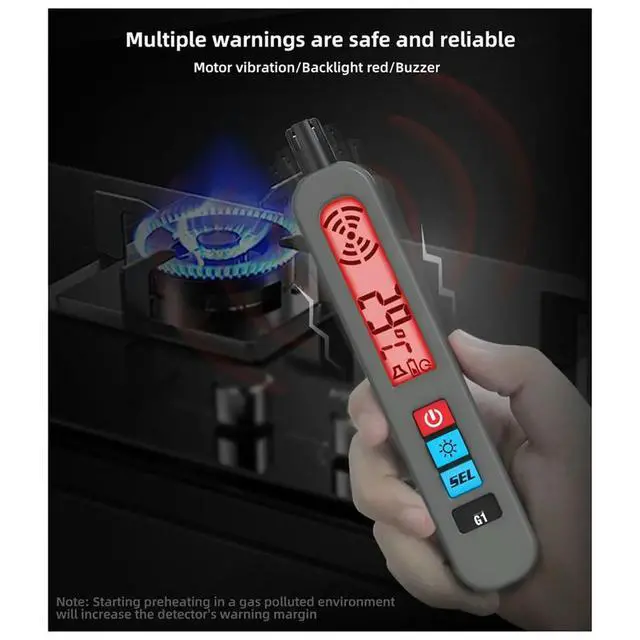 Alt view image 6 of 6 - Rechargeable Carbon Dioxide and Combustible Gas Detector Natural Gas and Coal Gas Leak Alarm Temperature Gauge