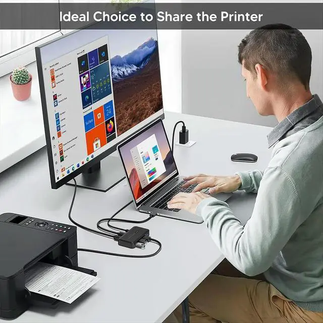 Alt view image 5 of 6 - USB KVM Switch Adapter USB 3.0 Switcher 2 Input 4 Output USB Switch KVM Switcher Printer Sharer for Computer Keyboard