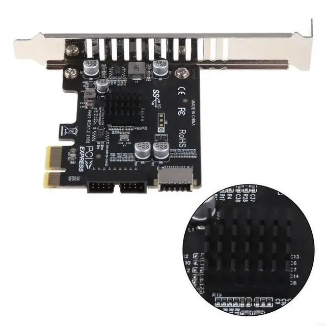 Alt view image 6 of 6 - 2025 Pcie to USB3 Type-E Front Type-C 19P Expansion Card Compatible Pci-EX1 X16