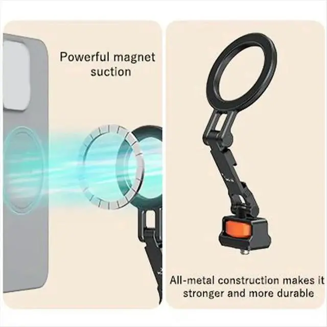 Alt view image 5 of 6 - Magnetic Cold Shoe Mount for Phones Foldable Phone Stand 1/4 Screw and Cold Shoe Mount for Live Streaming Photography