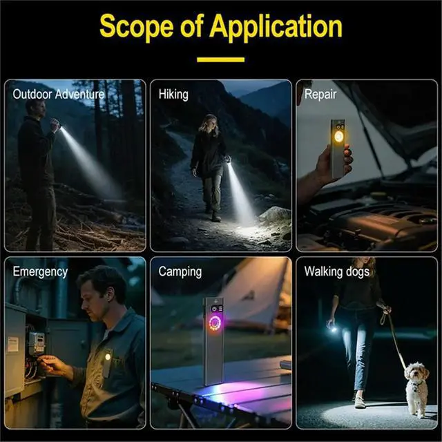Alt view image 5 of 6 - Multi Functional LED Flashlight Super Bright Torch Multi Light Illumination Type-C Charging Long Range Lantern