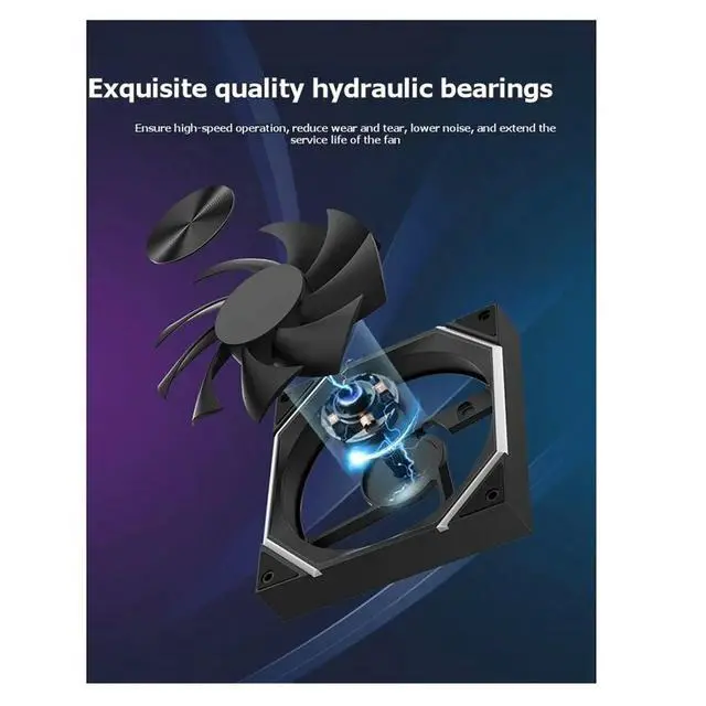 Alt view image 4 of 6 - 140mm ARGB Case Fan 14CM PC Cabinet Cooler Silent 6-30dBa 89CFM Big Airflow Support 5V ARGB SYNC Forward