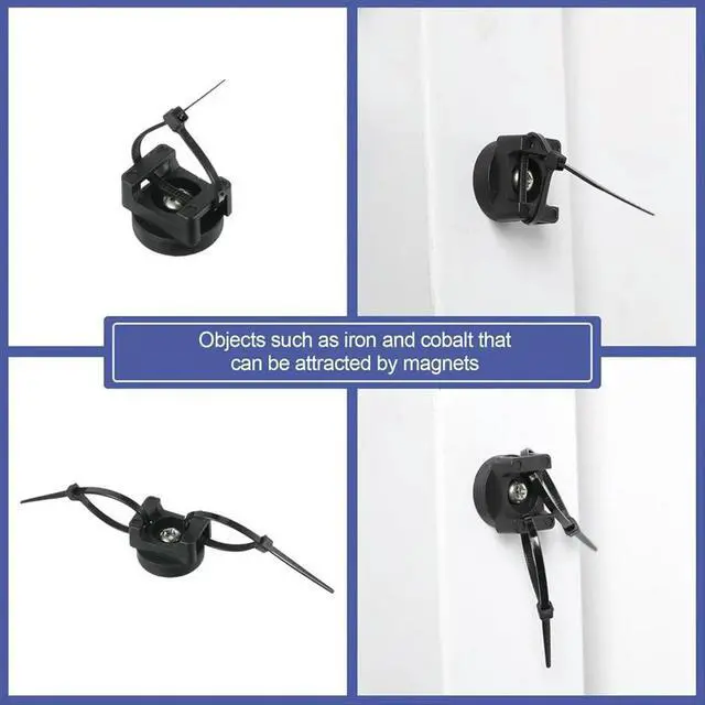 Alt view image 5 of 6 - 15 Pieces Magnetic Cable Clips Zip Tie Mount Base Magnetic Wire Holder Multipurpose Cable Ties Management Base