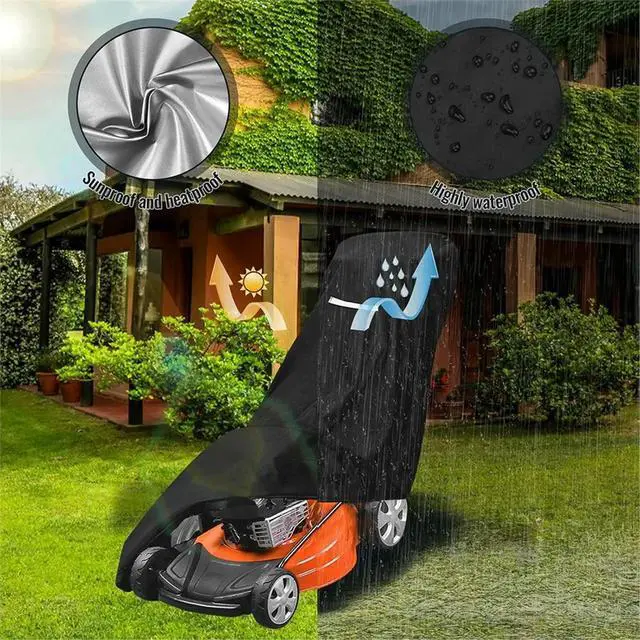 Alt view image 5 of 6 - Heavy Duty Waterproof Lawn Mower Cover Universal Fit Push Mower UV Protection with Drawstring Bag
