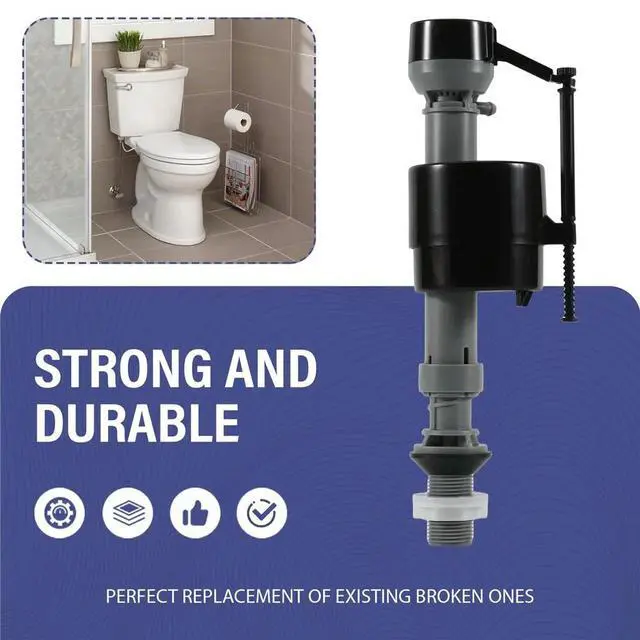 Alt view image 4 of 6 - Universal Toilet Flusher Replacement Adjustable Fill Valve,Flapper & Brass Handle Lever-Complete Inside Tank Repair Kit