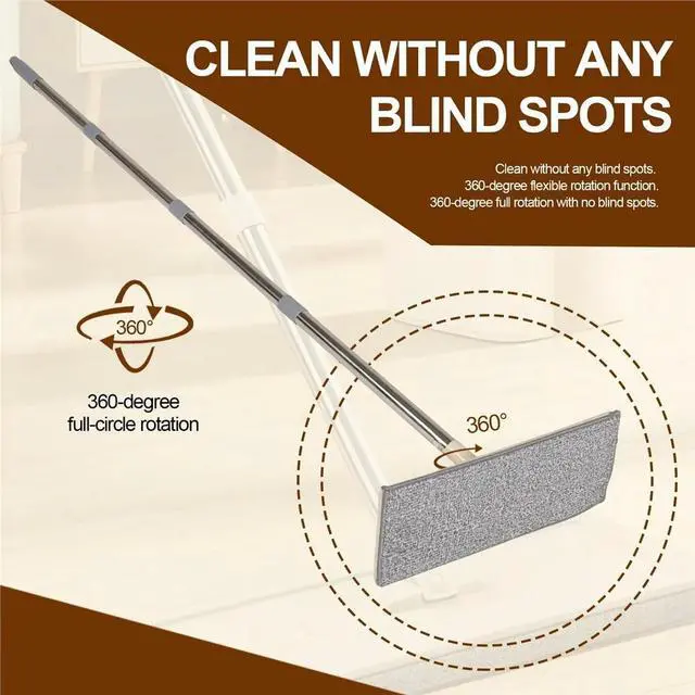 Alt view image 6 of 6 - Mop with Wringer Set with 4 Washable Microfiber Pads Wet and Dry Use for Wet Dry Use on Hardwood Laminate Flat Mop