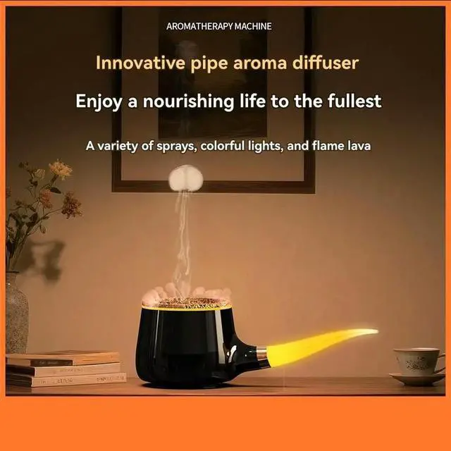 Alt view image 6 of 6 - Ultrasonic Pipe Aroma Diffuser Humidifier - Retro Style for Home, Car, Commercial Use