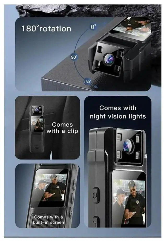 Alt view image 4 of 6 - HD 1080P Mini Camera Digital Video Recorder Wearable Small Body Cam Infrared Night Vision Sports DV Camcorders