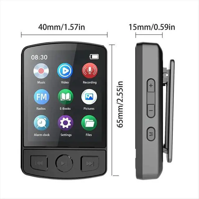 Alt view image 4 of 6 - MP3 Player Sport Clip Walk Man HiFi Sound 1.8inch Screen Ultralight Bluetooth 5.2 MP3 Player Button for Sport