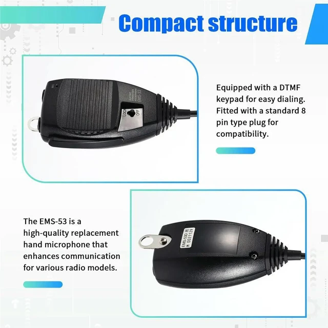 Alt view image 5 of 6 - For ALINCO EMS-53 8pin DTMF Microphone for Walkie Talkie DR245PL DR-03 DR-06 DR-135 DR-235 DR-435 DR-635