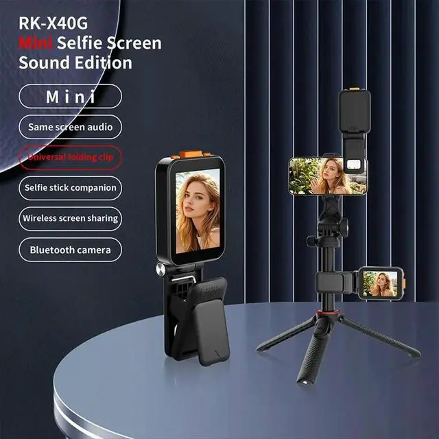 Alt view image 6 of 6 - X40G 2inch Mobile Screen Mini Selfie Vlog Monitor with Sound Version Projection Remote Photography Bluetooth