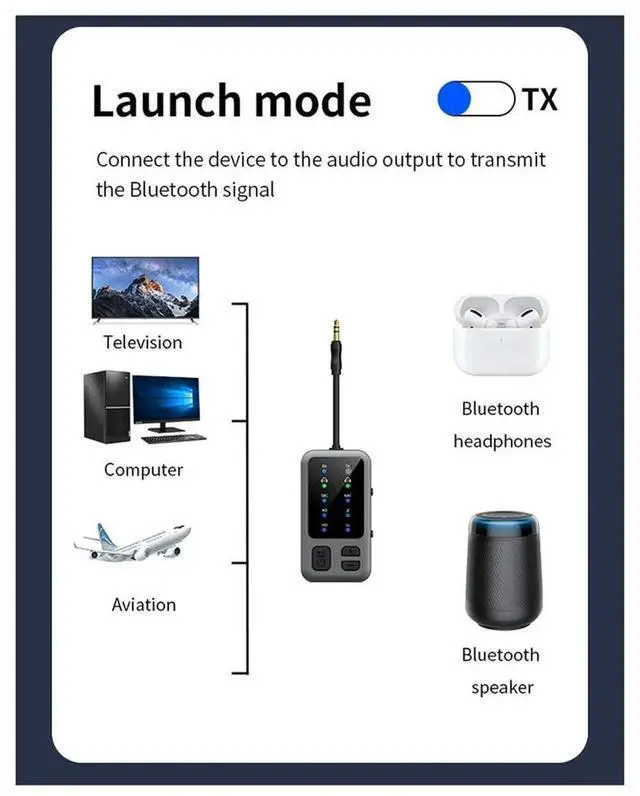 Alt view image 5 of 6 - Airplane Bluetooth 5.4 Receiver Transmitter Adapter 3.5MM AUX MP3 Player HIFI Audio Adapter for PC TV Car Speaker