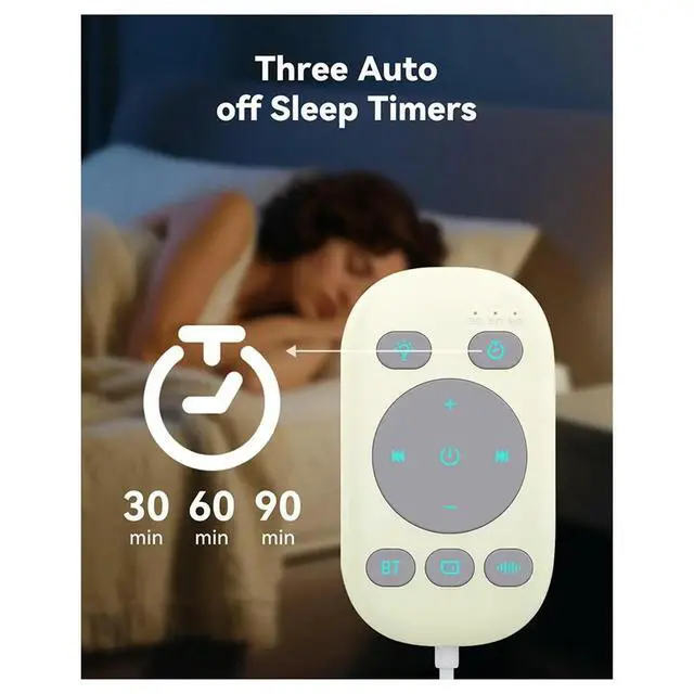 Alt view image 6 of 6 - Pillow Speakers Bone Conduction Sleep Headphones Bluetooth 5.4 Audiobooks 36 Sleep Sounds White Noise Machine Beige