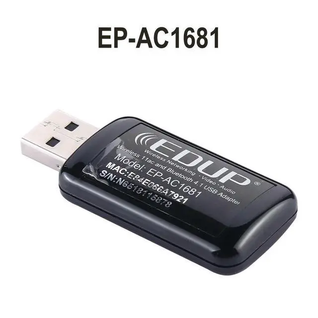 Alt view image 4 of 6 - 2 in 1 AC1200Mbps 2.4GHz & 5.8GHz Dual Band USB Adapter EP-AC1681 External Network Card with Bluetooth 4.1 Function