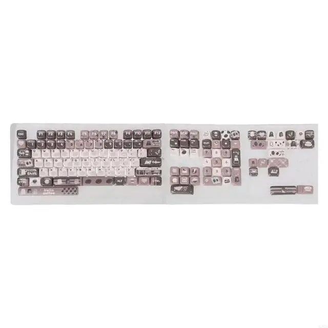 Alt view image 4 of 6 - PBT Keycap Set 131 Keys with Cartoon Coffee Beans MOA Height Keycaps for Mechanical Keyboards