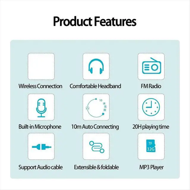 Alt view image 5 of 6 - Style Macaron Blue Color Bluetooth Headphone Stereo Headband Headset Support FM MP3 Mic for Mobile Tablet
