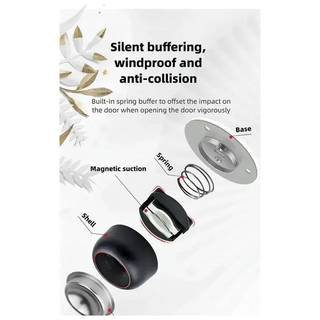 Alt view image 6 of 6 - 5Pcs Stainless Steel Powerful Magnetic Door Stopper Thickened Door Barrier 2 Installation Methods No Drilling Required